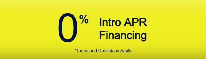 Yellow Graphic with 0 % financing Intro Apr