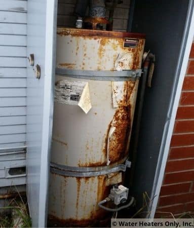 A rusty old water heater