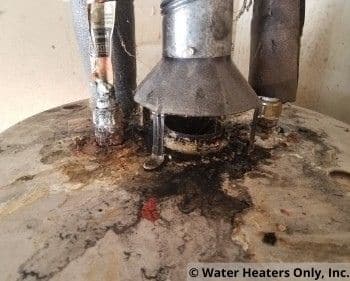 A gunky water heater vent