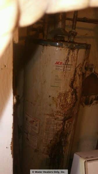 This water heater needs to be replaced. Look at the rust!