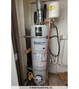 A new water heater after replacing an old vampire water heater